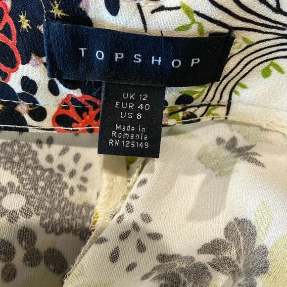 Topshop Idol Cream Floral Bloom Print City Wide Leg Size 8 Knee Length‎ - Picture 7 of 9